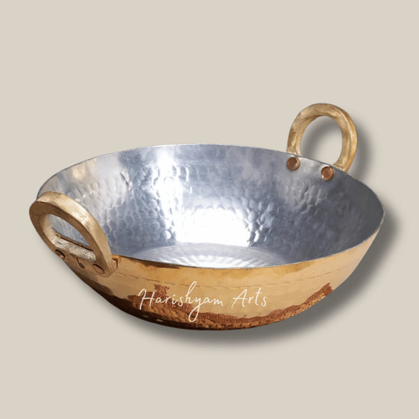 Classic Brass Kadhai with Flat Base for Deep Frying