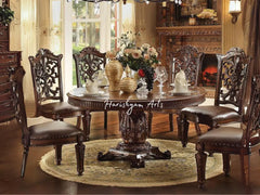 Classic Cherry Round Pedestal Dining Table Set