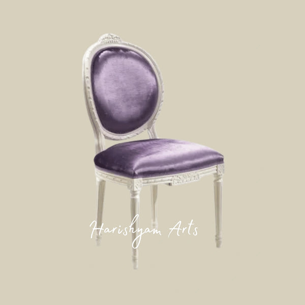 Classic French Royal Upholstered Chair with Damask Fabric and Gilded Details