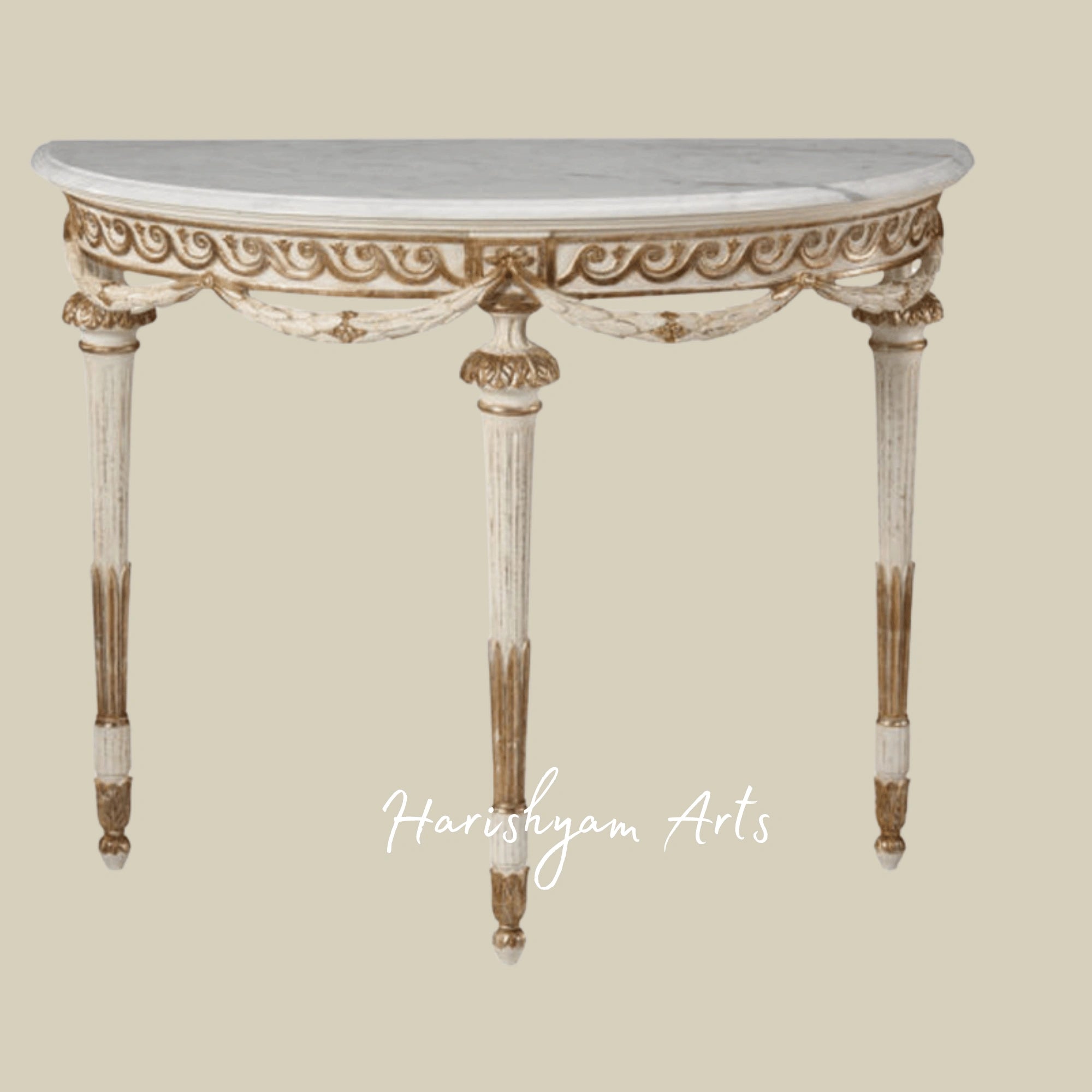 Classic Half-Moon Console Table for Living Room & Hallway