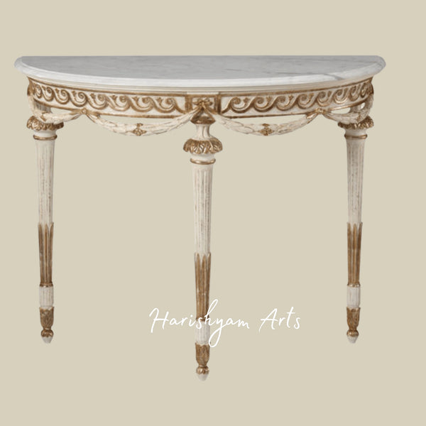 Classic Half-Moon Console Table for Living Room & Hallway