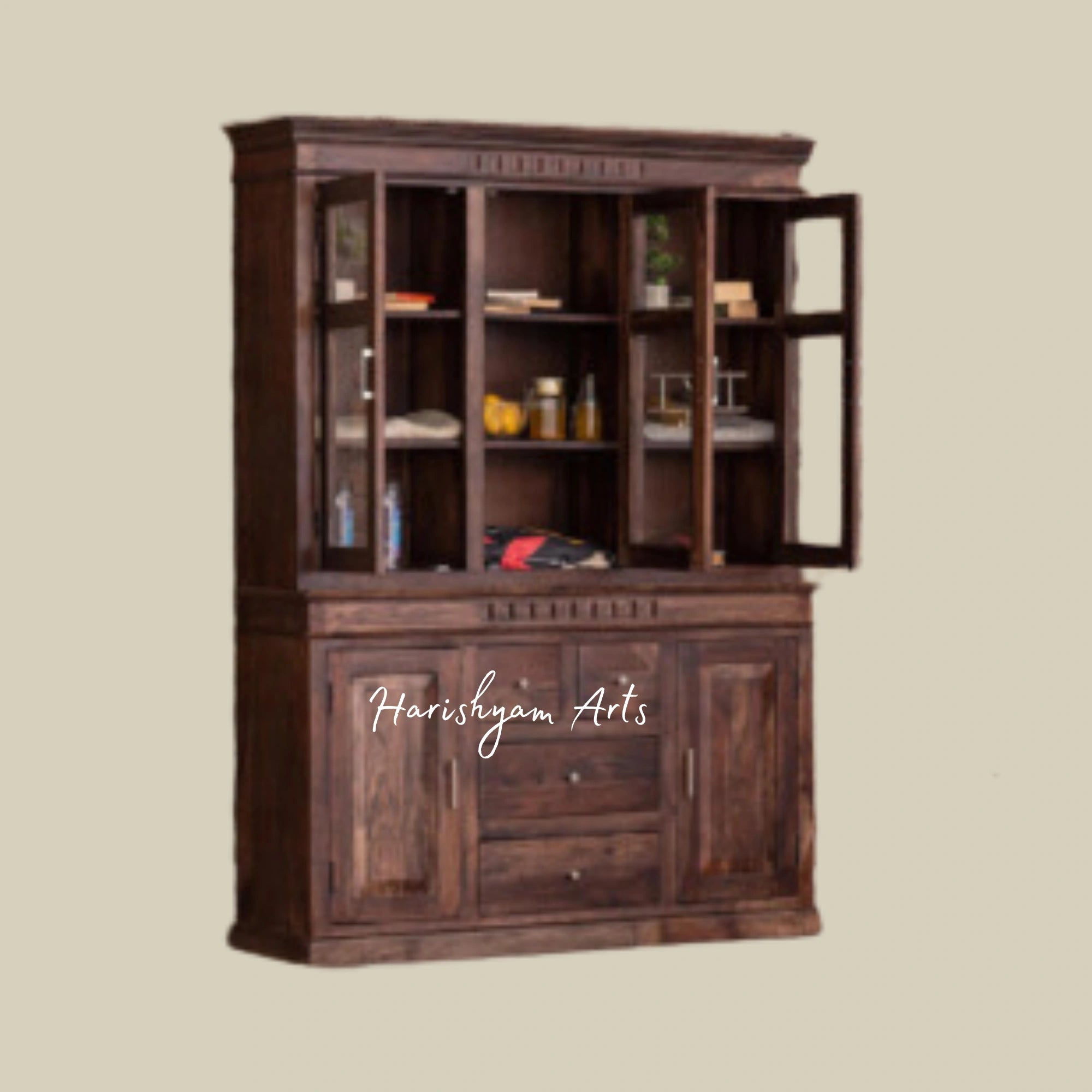 Classic Sheesham Wood Bar Cabinet in Walnut Finish