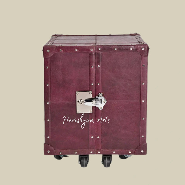 Compact Burgundy Bar Cabinet for Small Spaces