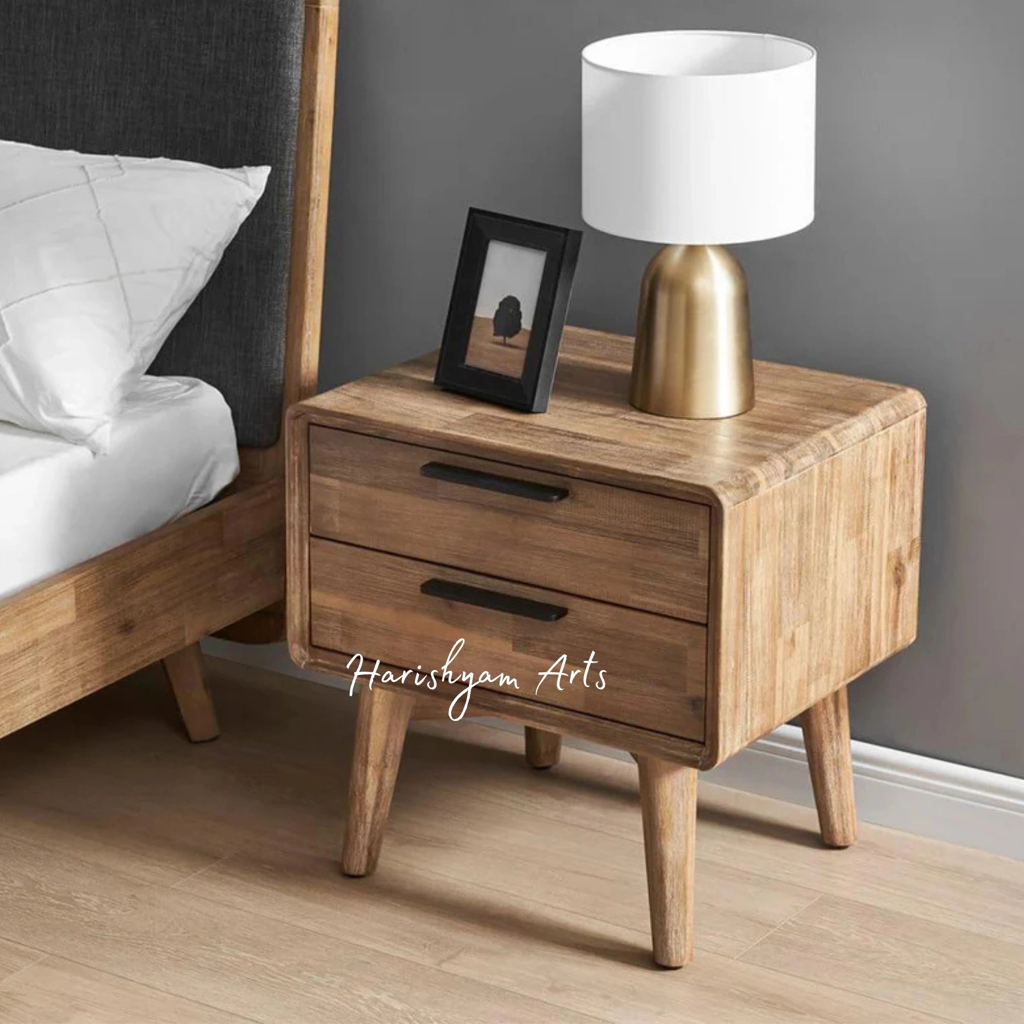 Compact Wooden Nightstand with Drawer