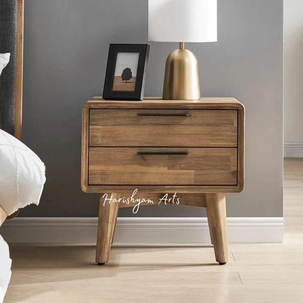 Compact Wooden Nightstand with Drawer