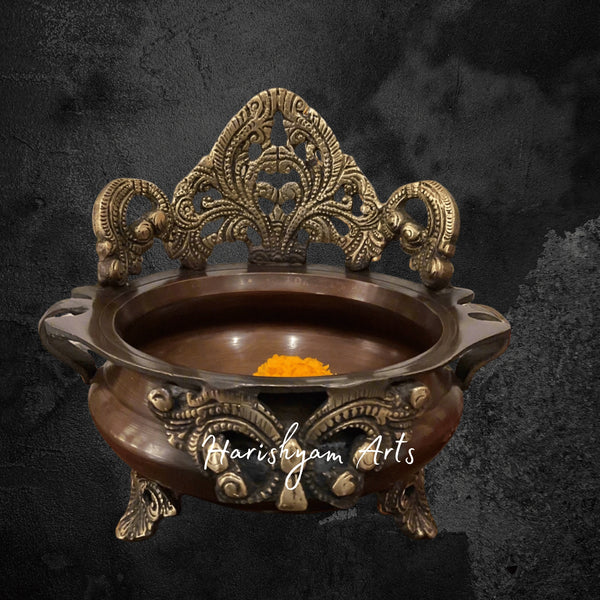 Copper-Finished Decorative Brass Urli for Traditional Centerpieces