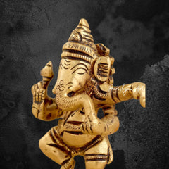 Brass Ganesha Dance Pose Idol 4"