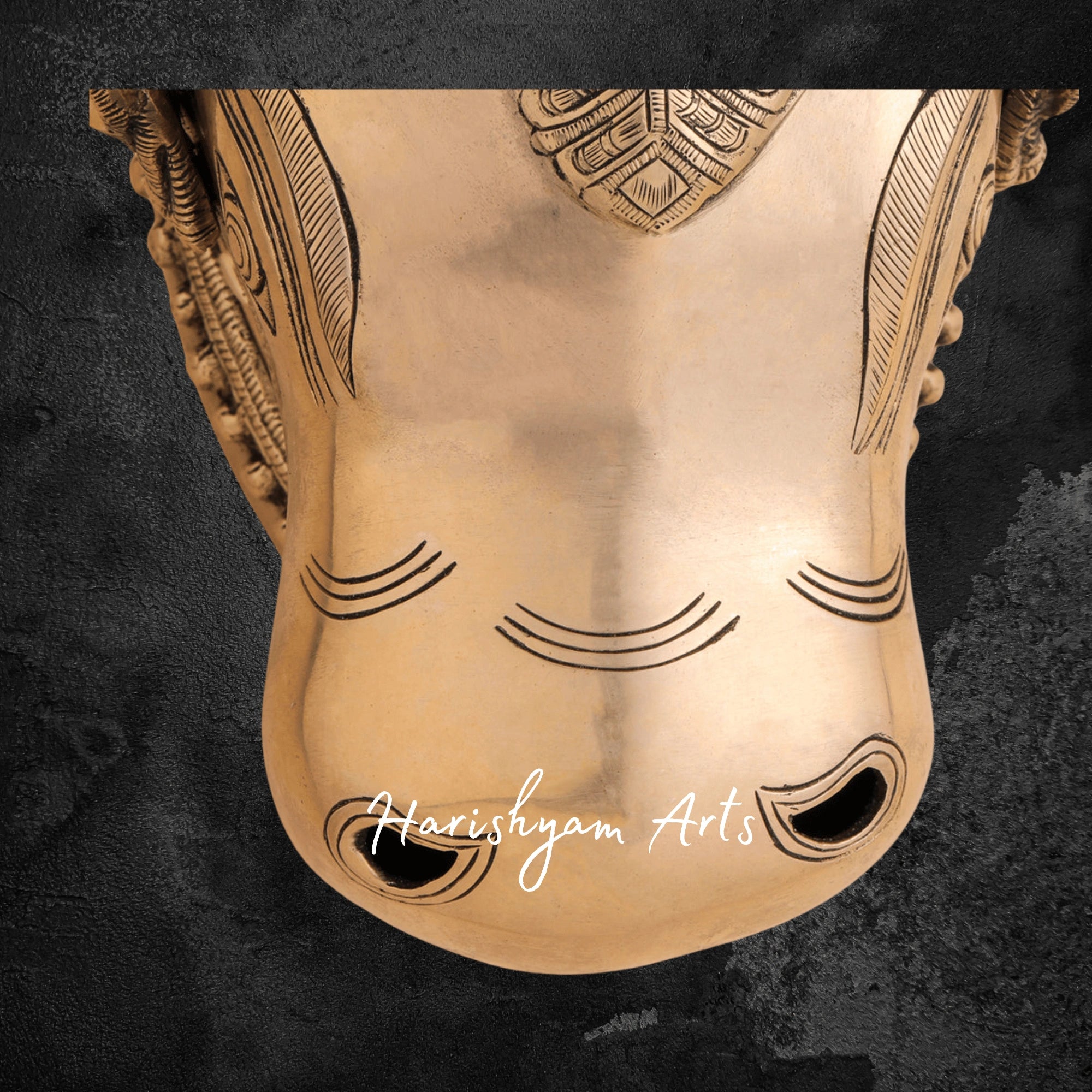 Decorative Brass Nandi Head Wall Sculpture for Spiritual Corners
