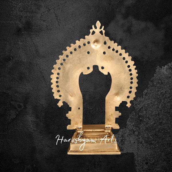 Elegant Brass Devotional Singhasan with Intricate Prabhavali