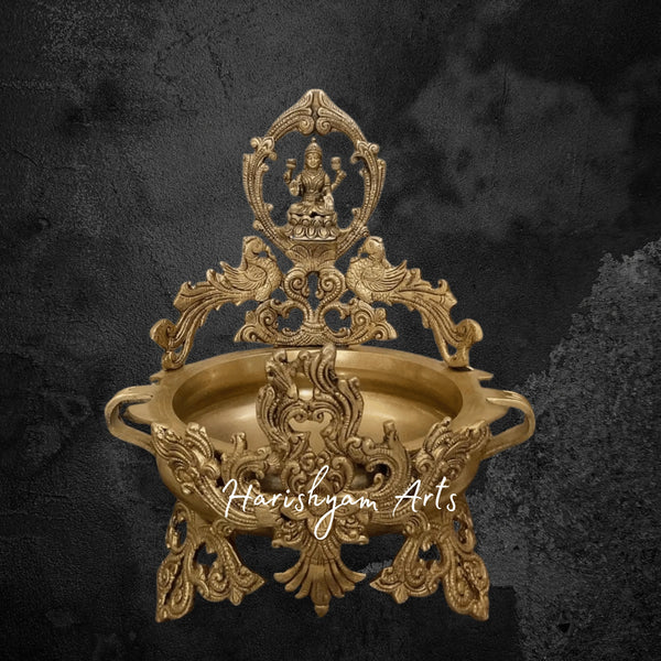 Decorative Brass Urli Bowl Featuring Goddess Lakshmi for Festive Home Decor