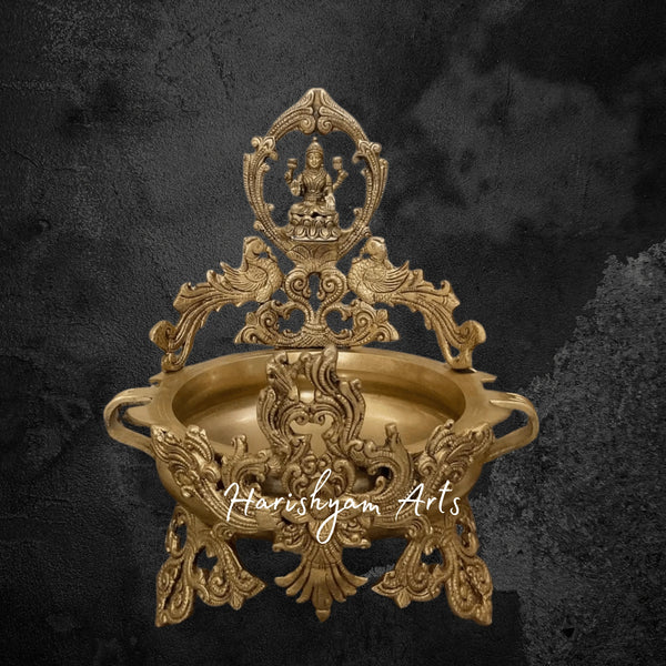 Decorative Brass Urli Bowl Featuring Goddess Lakshmi for Festive Home Decor