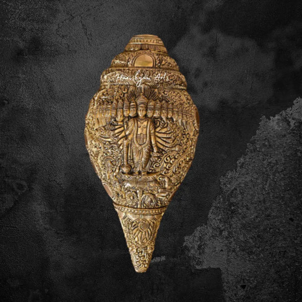 Divine 9.5-Inch Brass Vishwaroopam Vishnu Conch