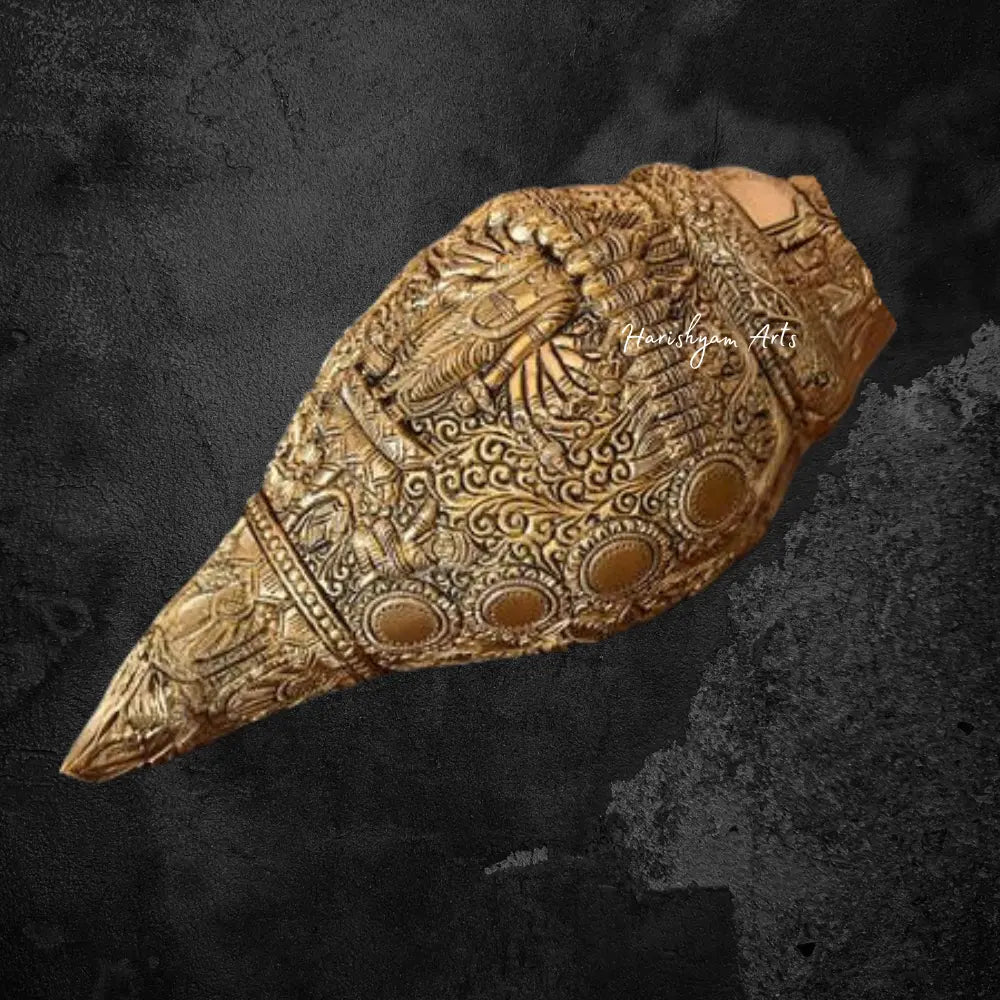 Divine 9.5-Inch Brass Vishwaroopam Vishnu Conch