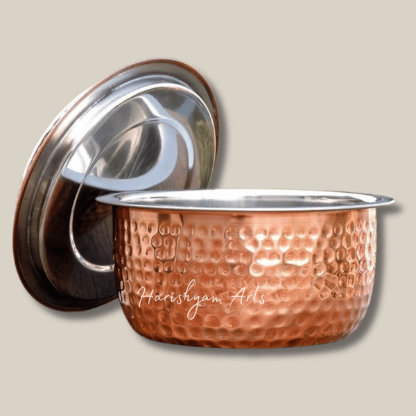 Dual Layer Casserole Pot with Pure Copper and Stainless Steel for Elegant Serving