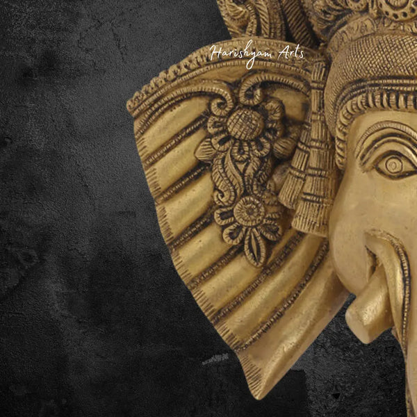 Brass Ganesha Face Wall Hanging with Bell 18