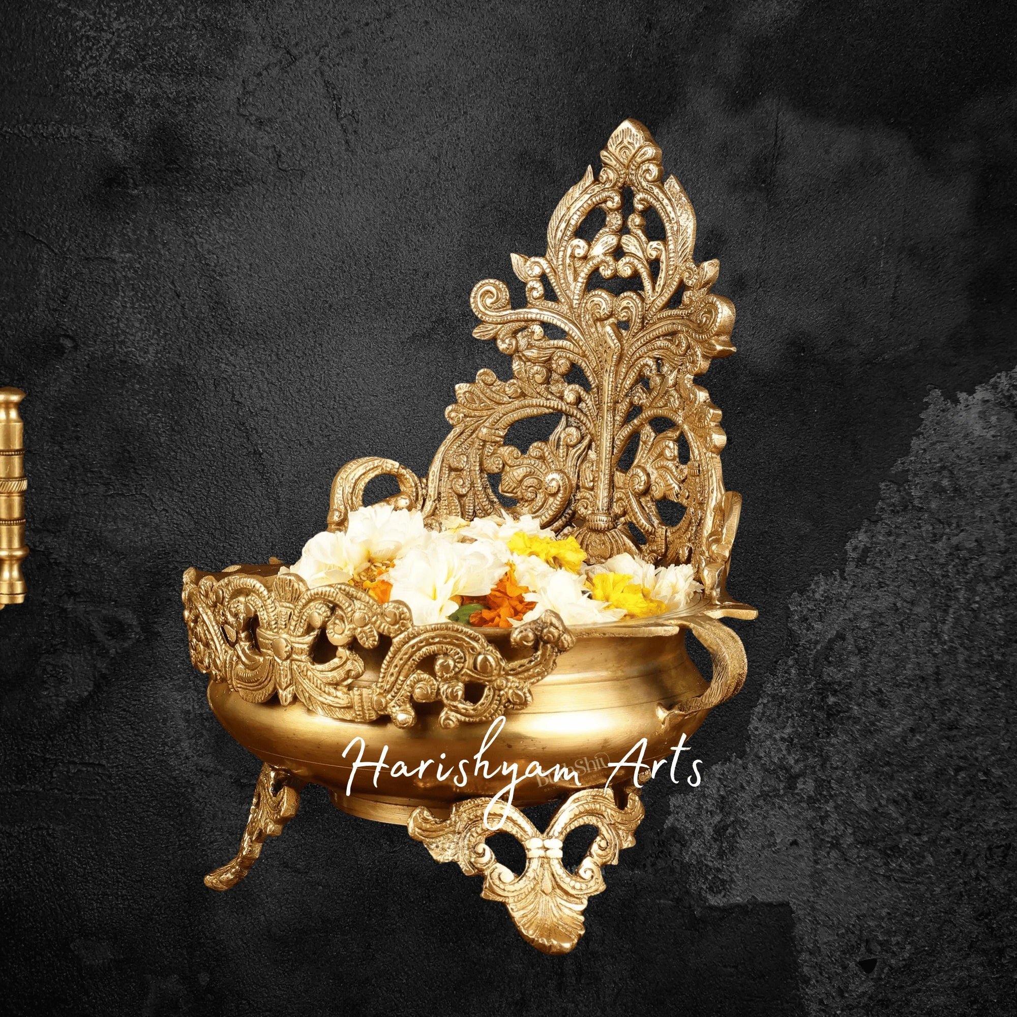 Elegant Decorative Brass Urli Bowl for Living Room and Festive Display3