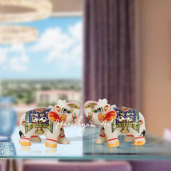 Elegant Decorative Elephant Statue for Home Décor with Meenakari Art