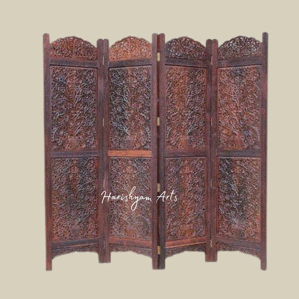 Elegant Heritage Wooden Room Divider with Intricate Carvings
