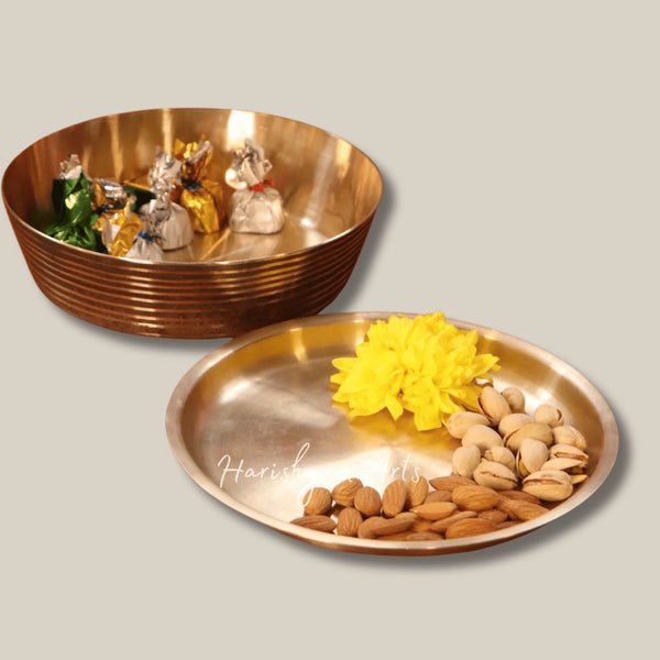 Elegant Kansa Serving Bowl with Lid for Traditional Dining