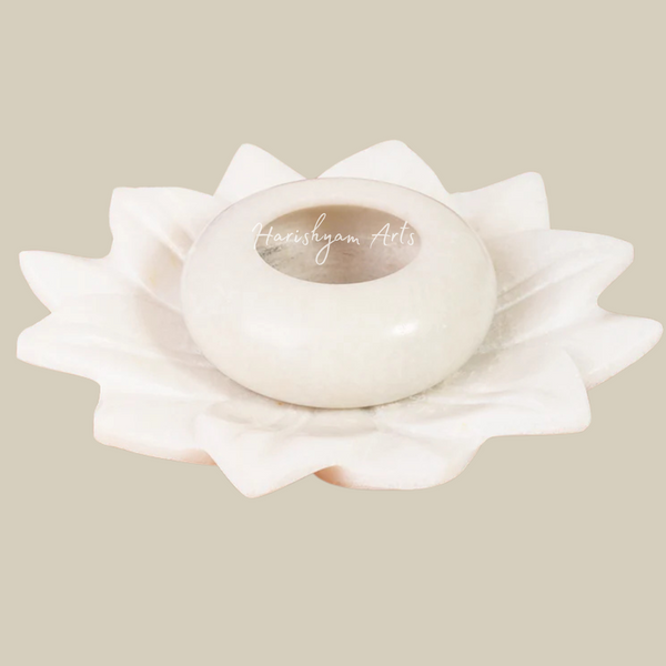 Elegant Marble Lotus Diya Online For Sale