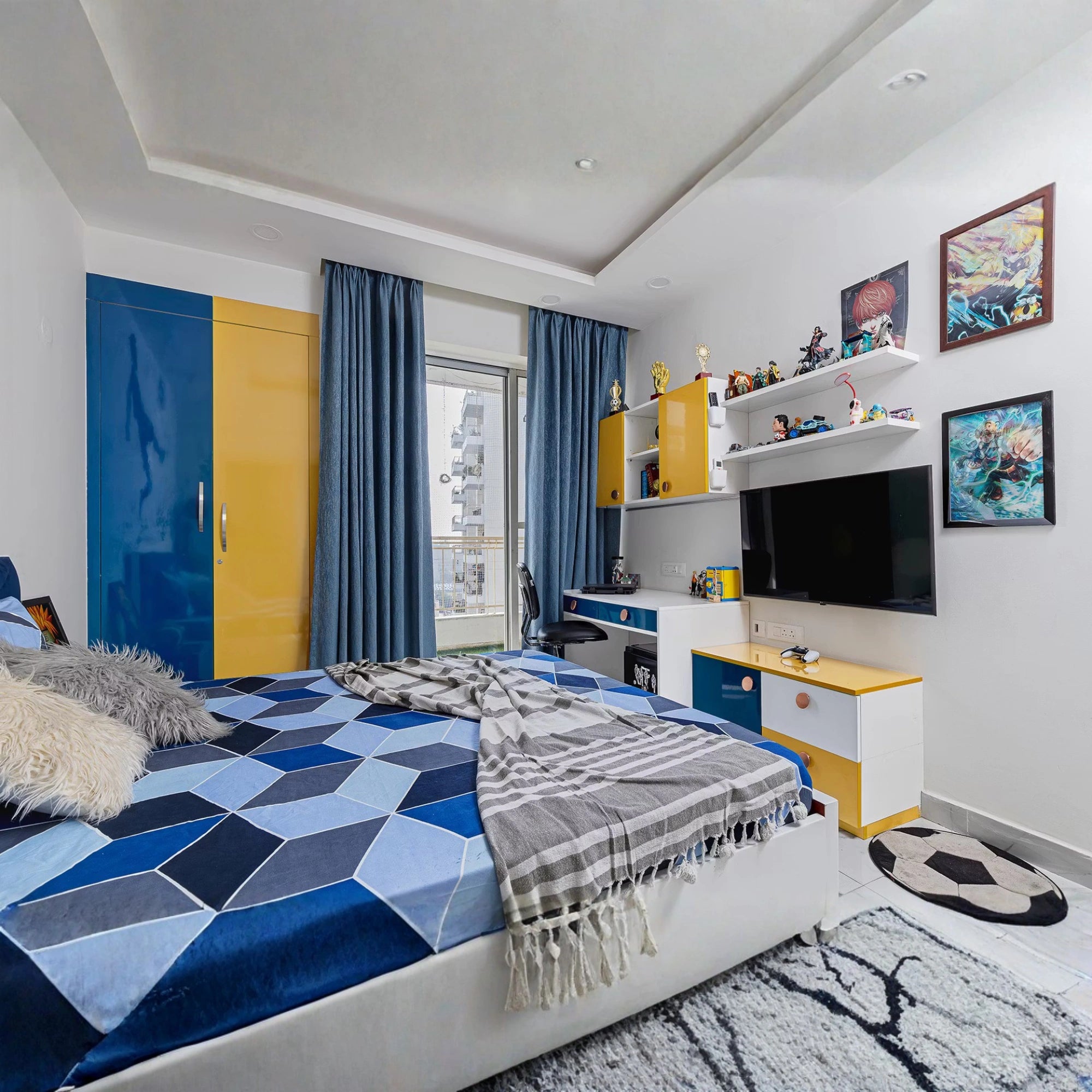 Elegant Neutral-Toned Children’s Bedroom with Modern Art Focus