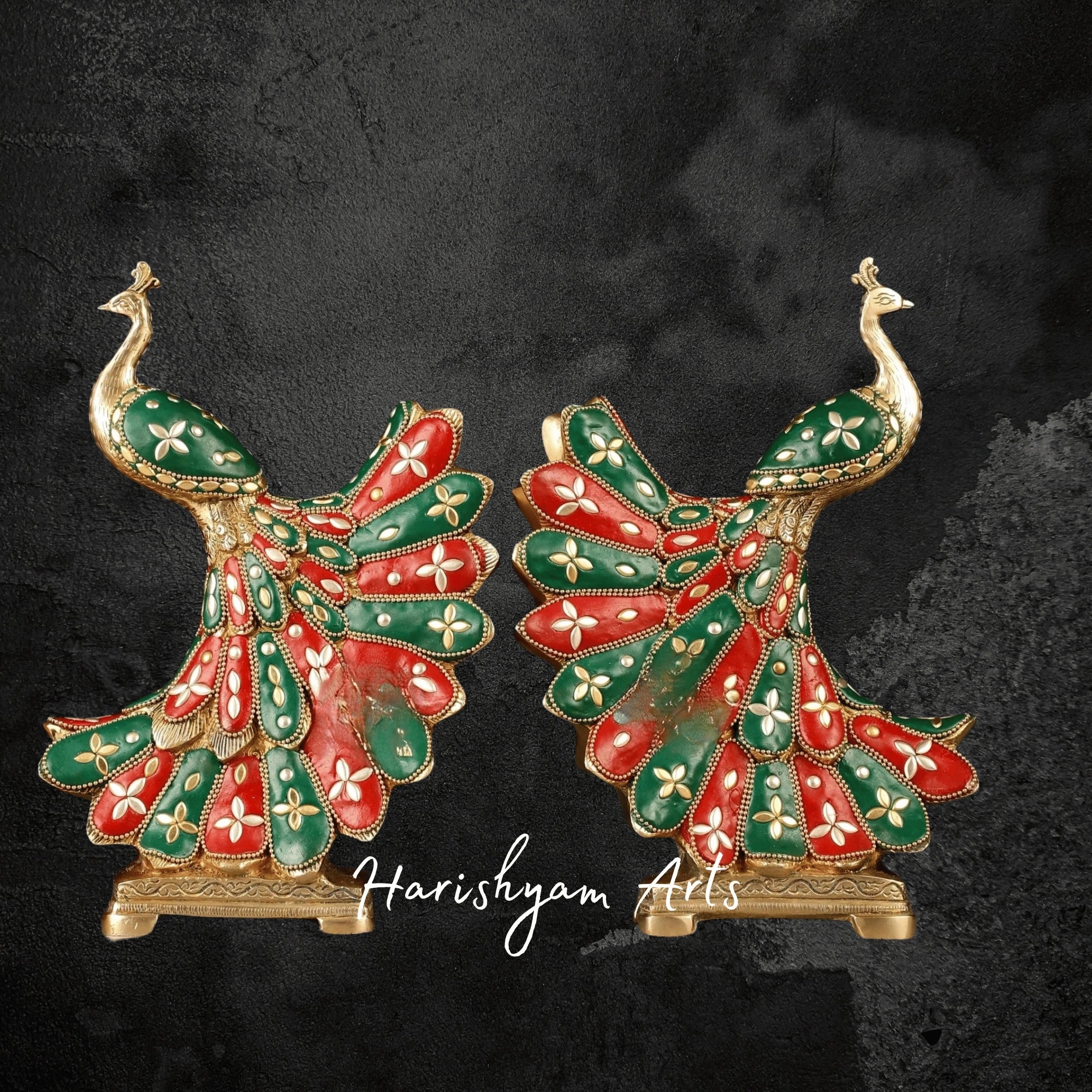 Elegant Pair of Brass Peacock Statues for Home Décor
