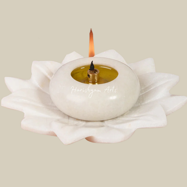 Elegant Marble Lotus Diya Online For Sale