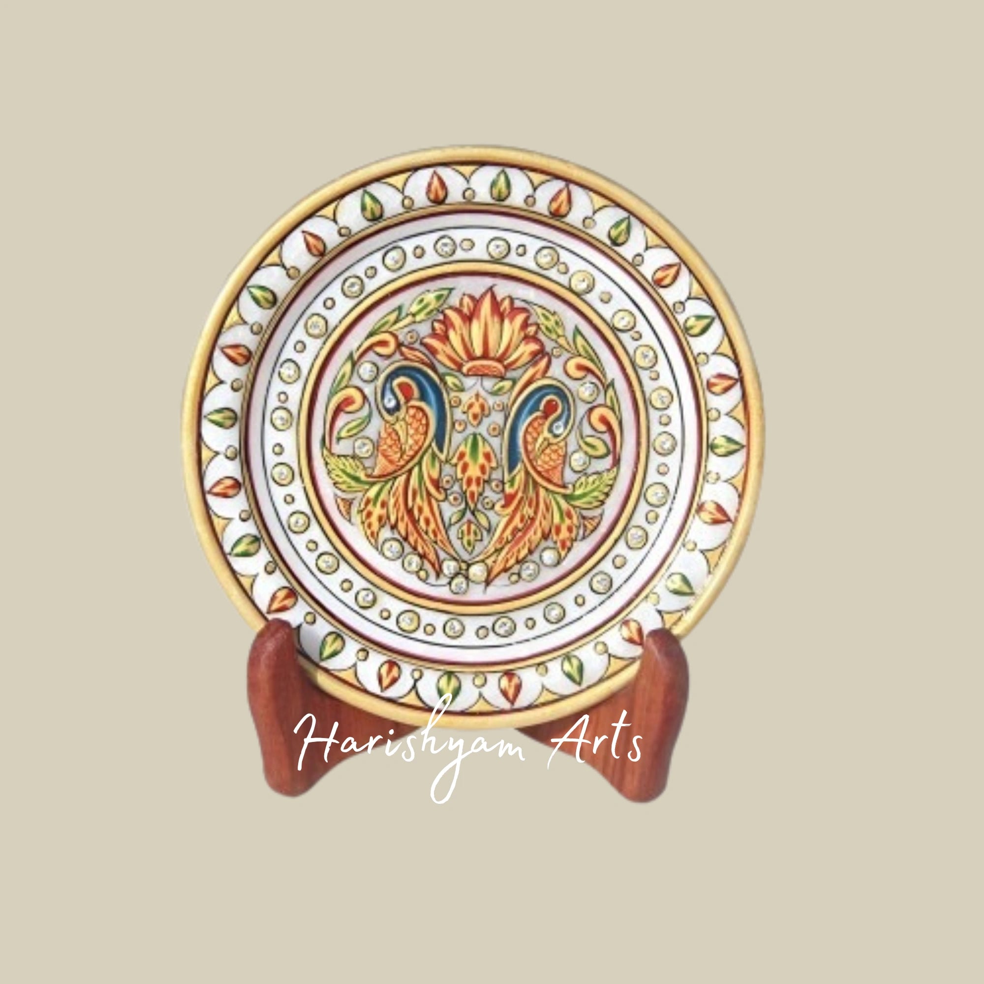 Exquisite Marble Plate with Meenakari Artwork – Perfect Home Decor
