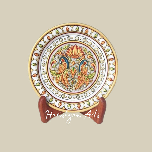Exquisite Marble Plate with Meenakari Artwork – Perfect Home Decor