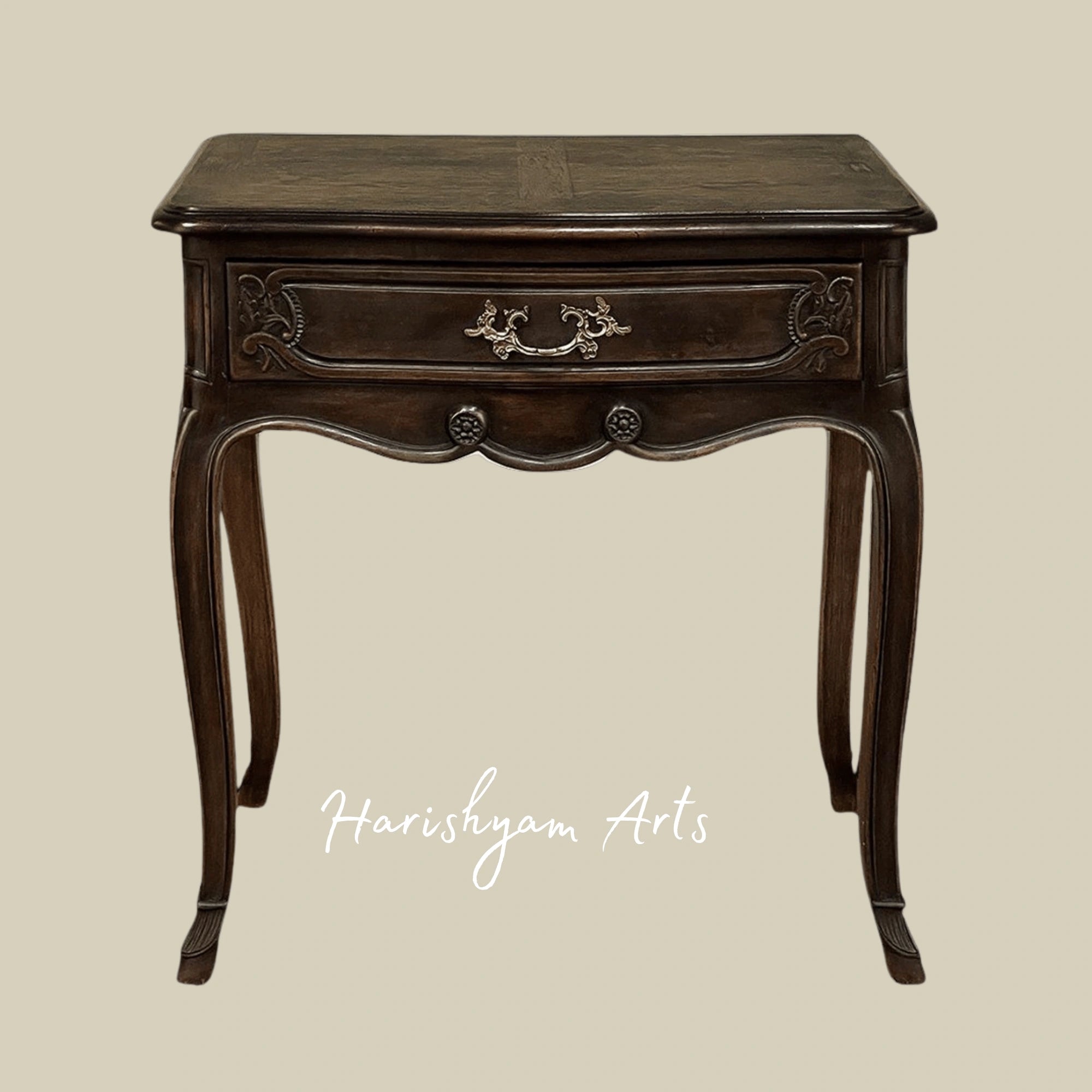 French Wooden Nightstand with Elegant Cabriole Legs