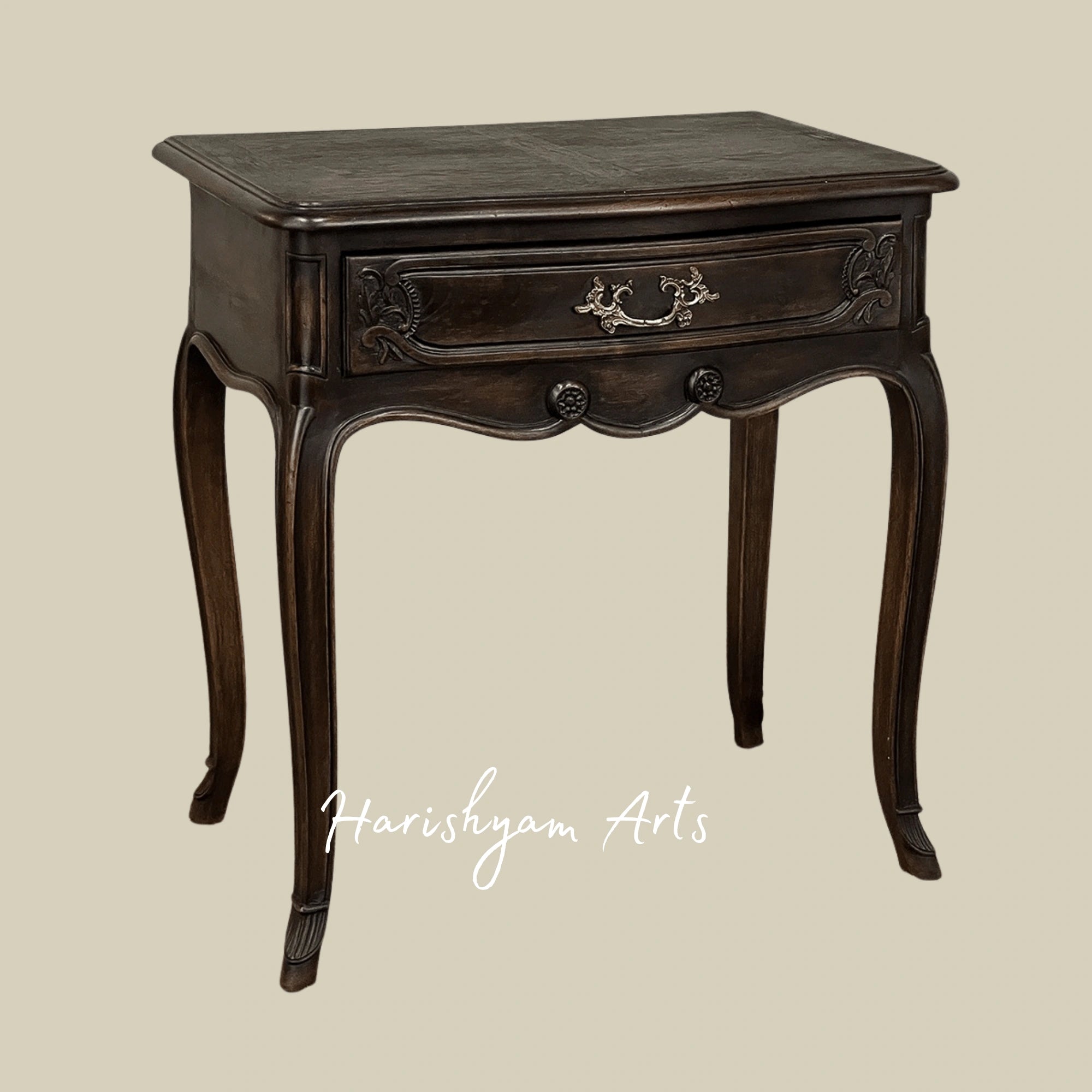 French Wooden Nightstand with Elegant Cabriole Legs