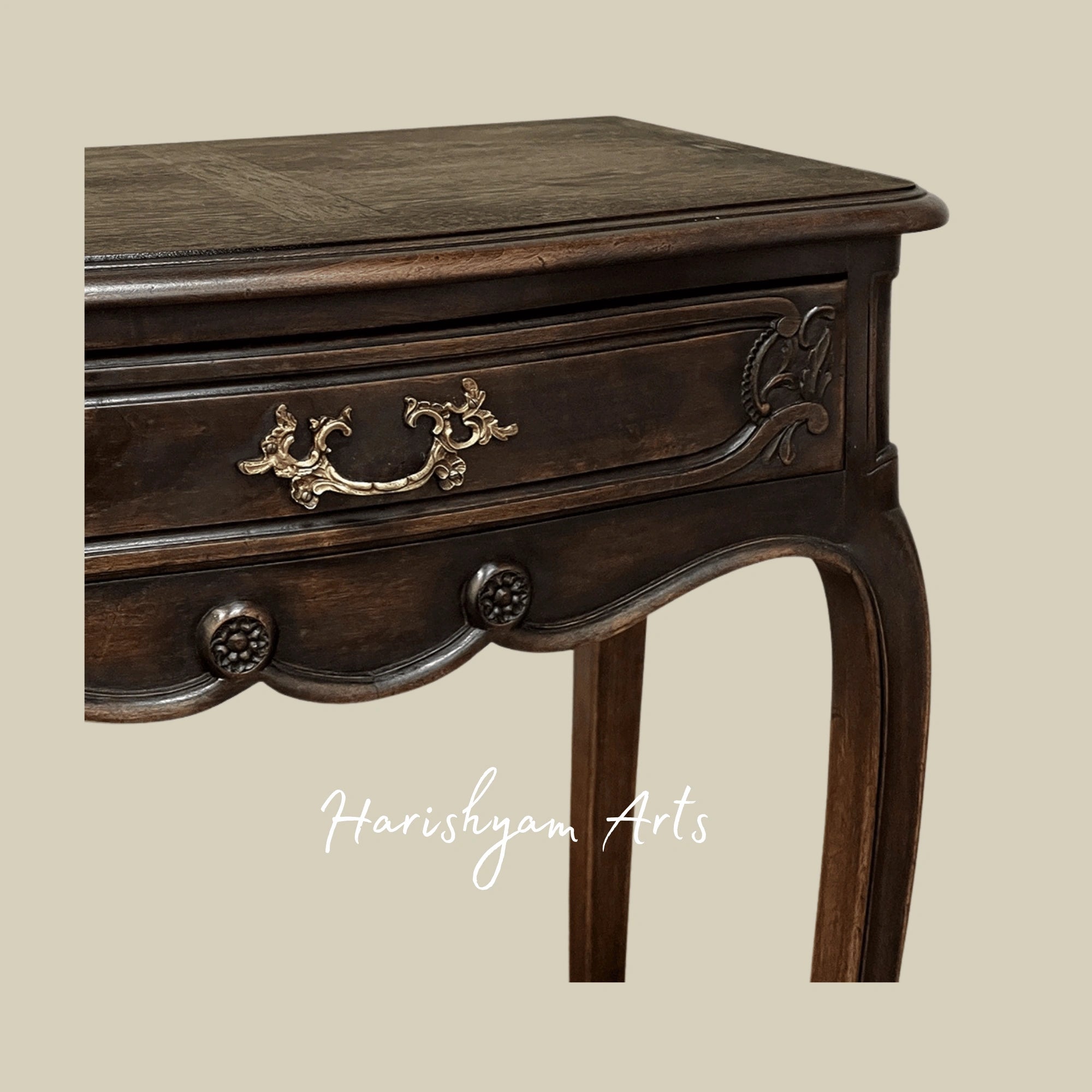 French Wooden Nightstand with Elegant Cabriole Legs