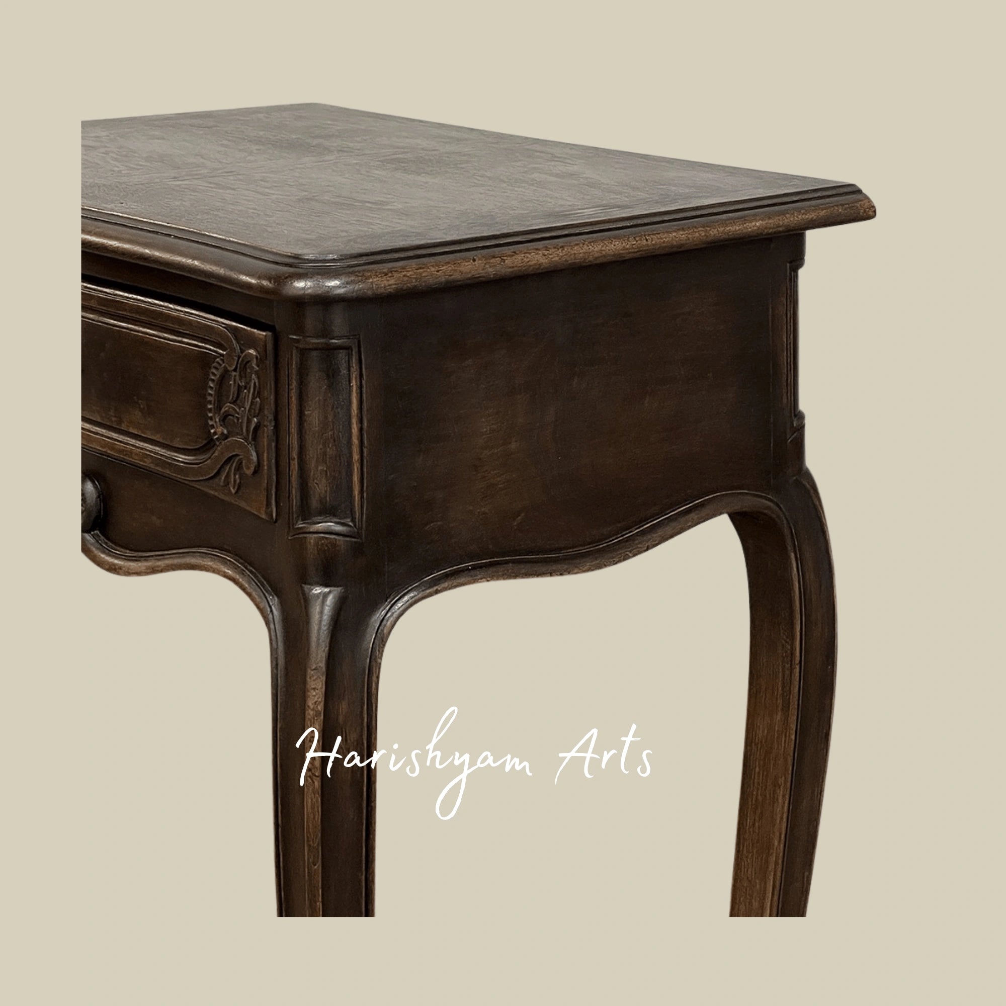 French Wooden Nightstand with Elegant Cabriole Legs
