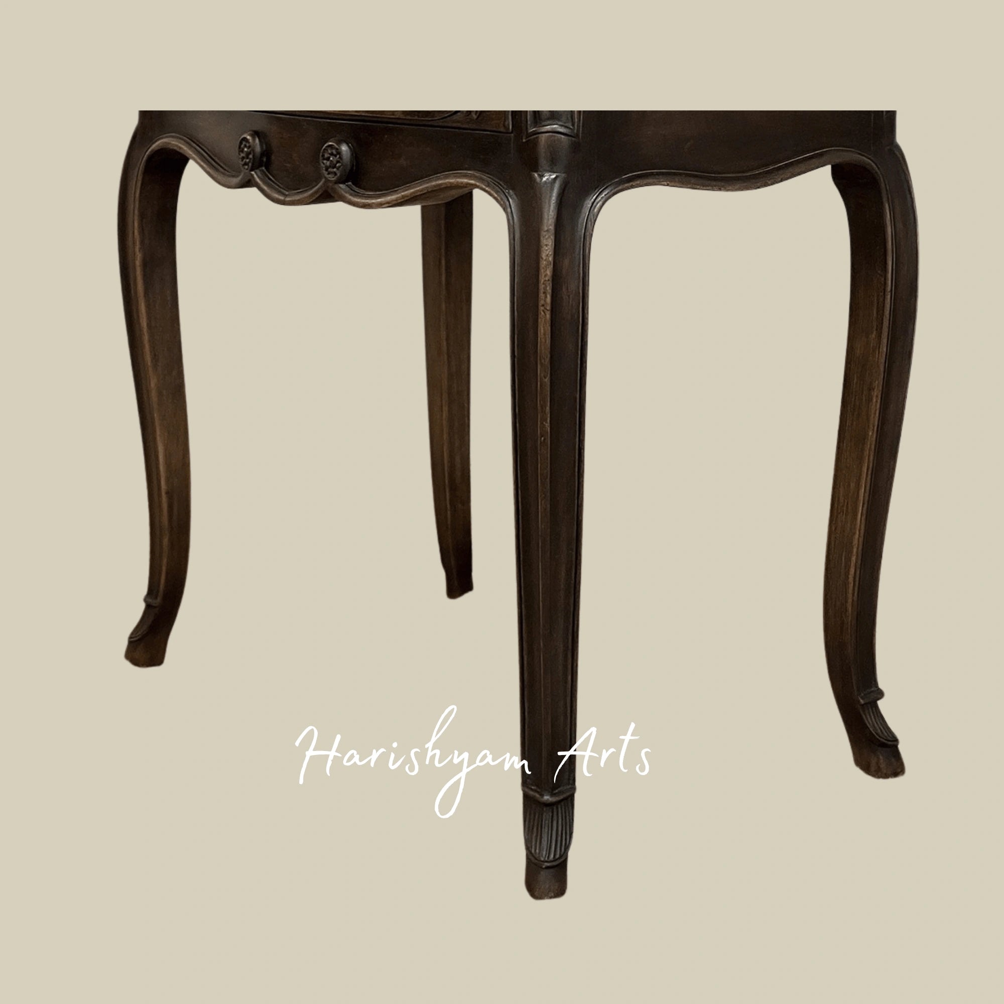 French Wooden Nightstand with Elegant Cabriole Legs
