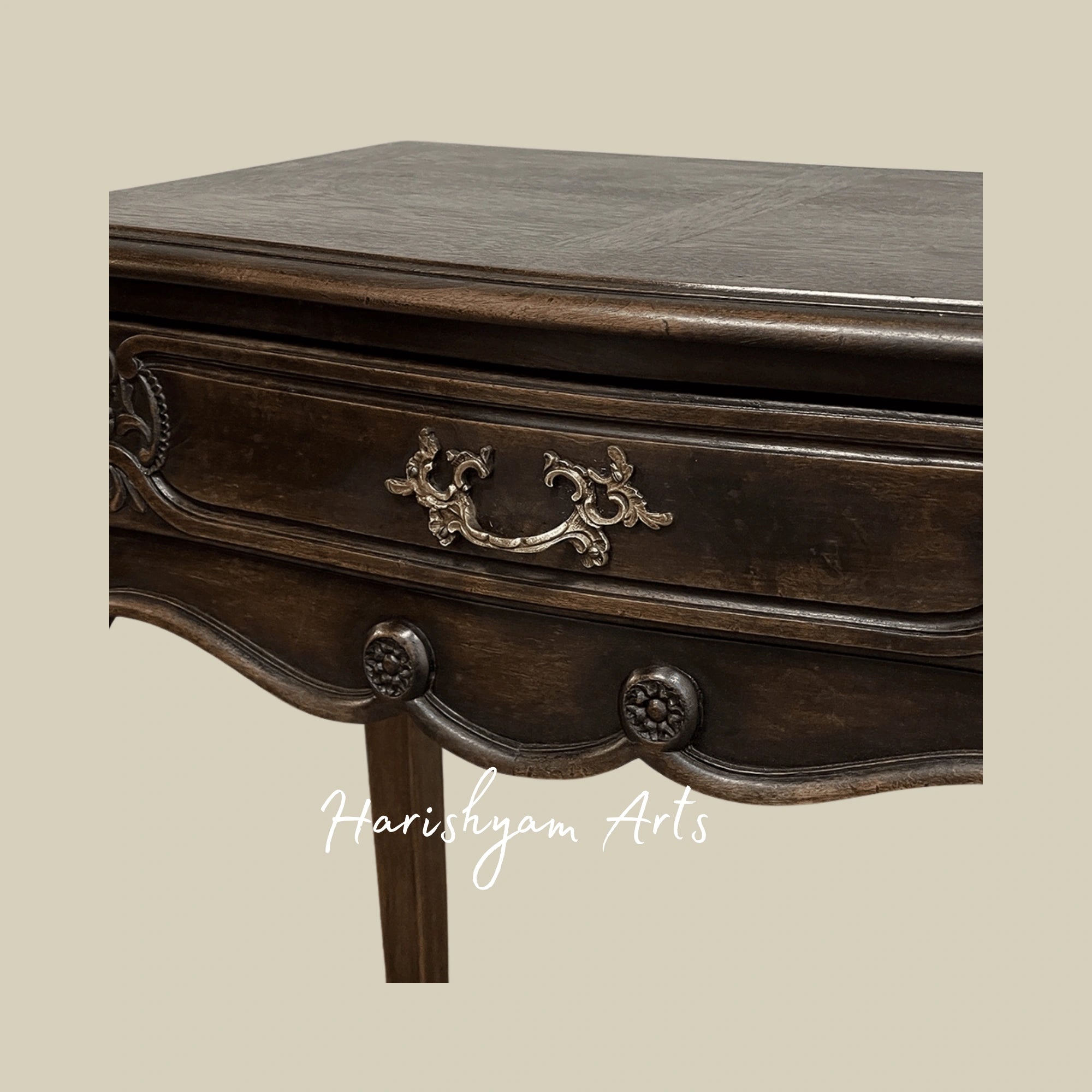 French Wooden Nightstand with Elegant Cabriole Legs