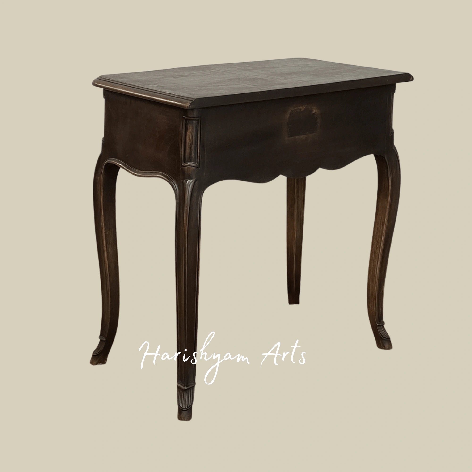 French Wooden Nightstand with Elegant Cabriole Legs