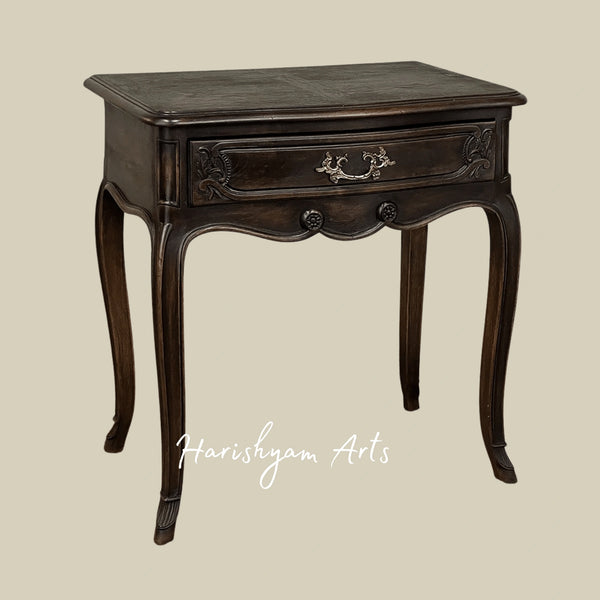 French Wooden Nightstand with Elegant Cabriole Legs