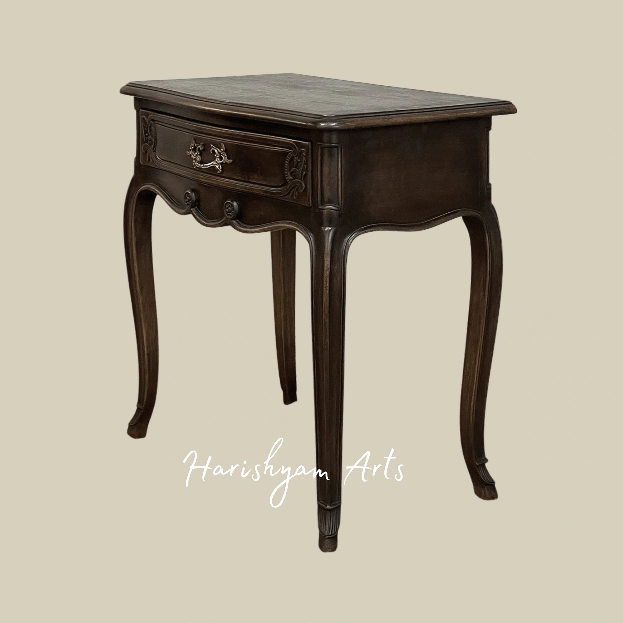 French Wooden Nightstand with Elegant Cabriole Legs