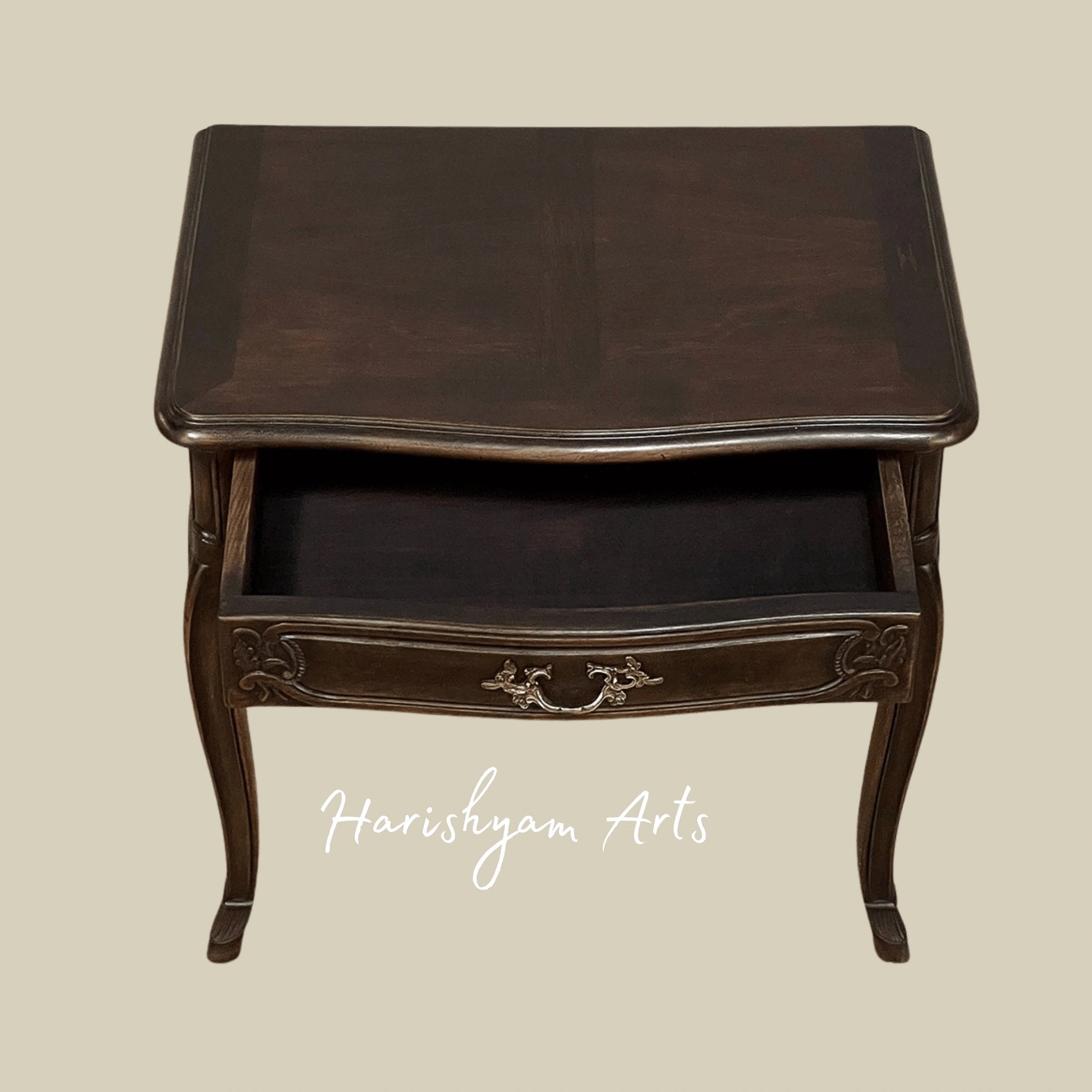 French Wooden Nightstand with Elegant Cabriole Legs