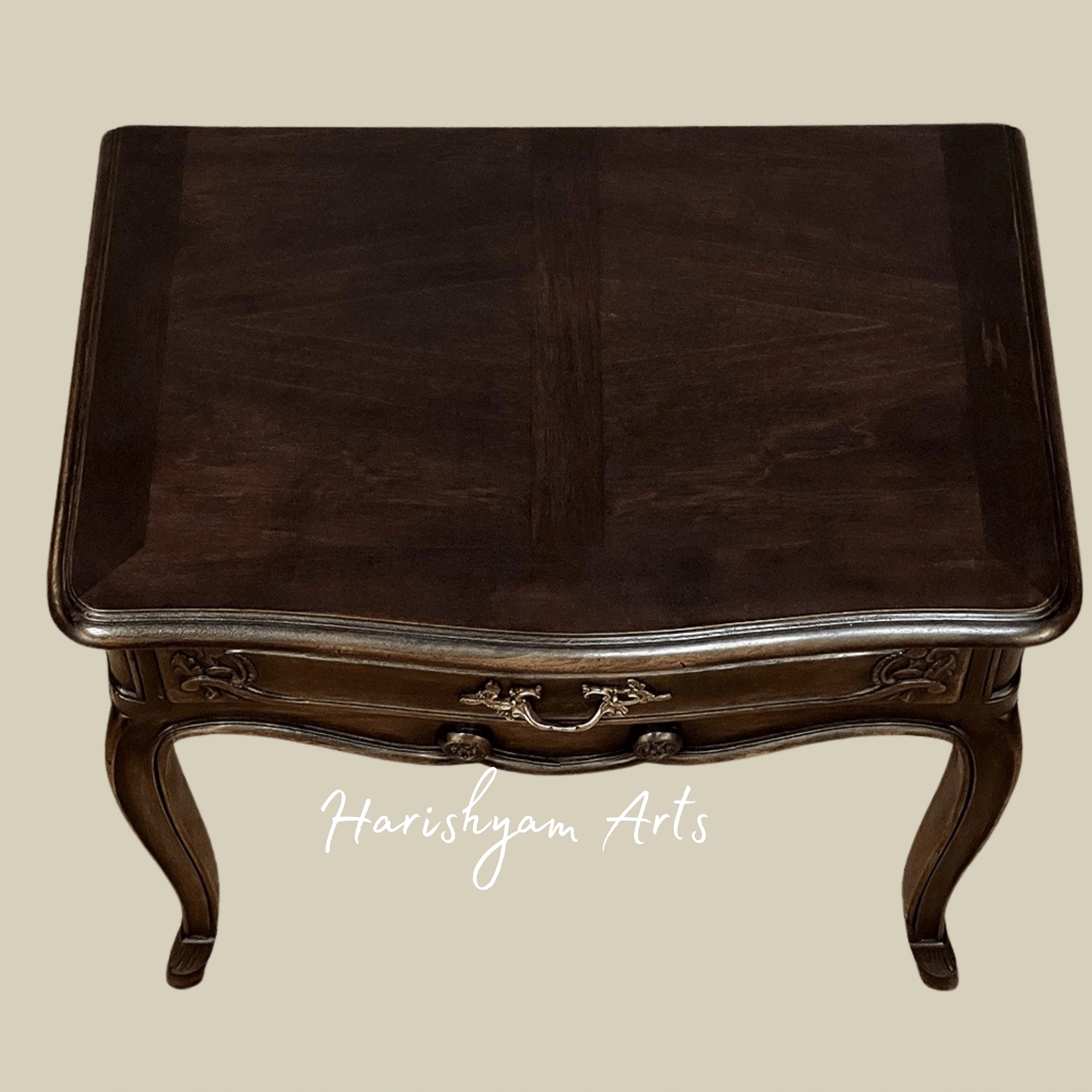 French Wooden Nightstand with Elegant Cabriole Legs