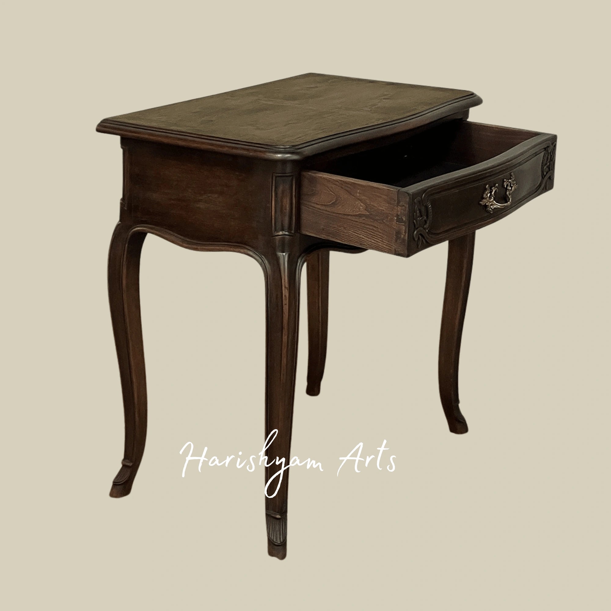 French Wooden Nightstand with Elegant Cabriole Legs
