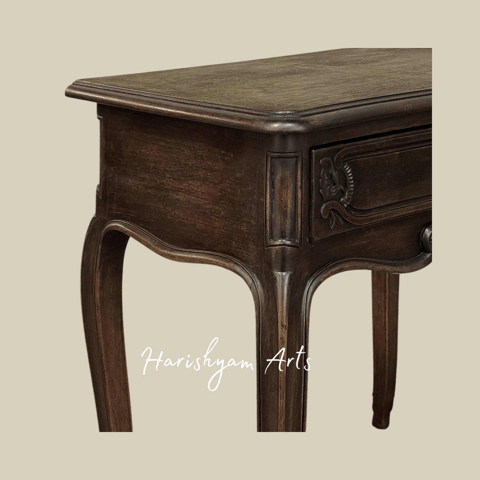 French Wooden Nightstand with Elegant Cabriole Legs