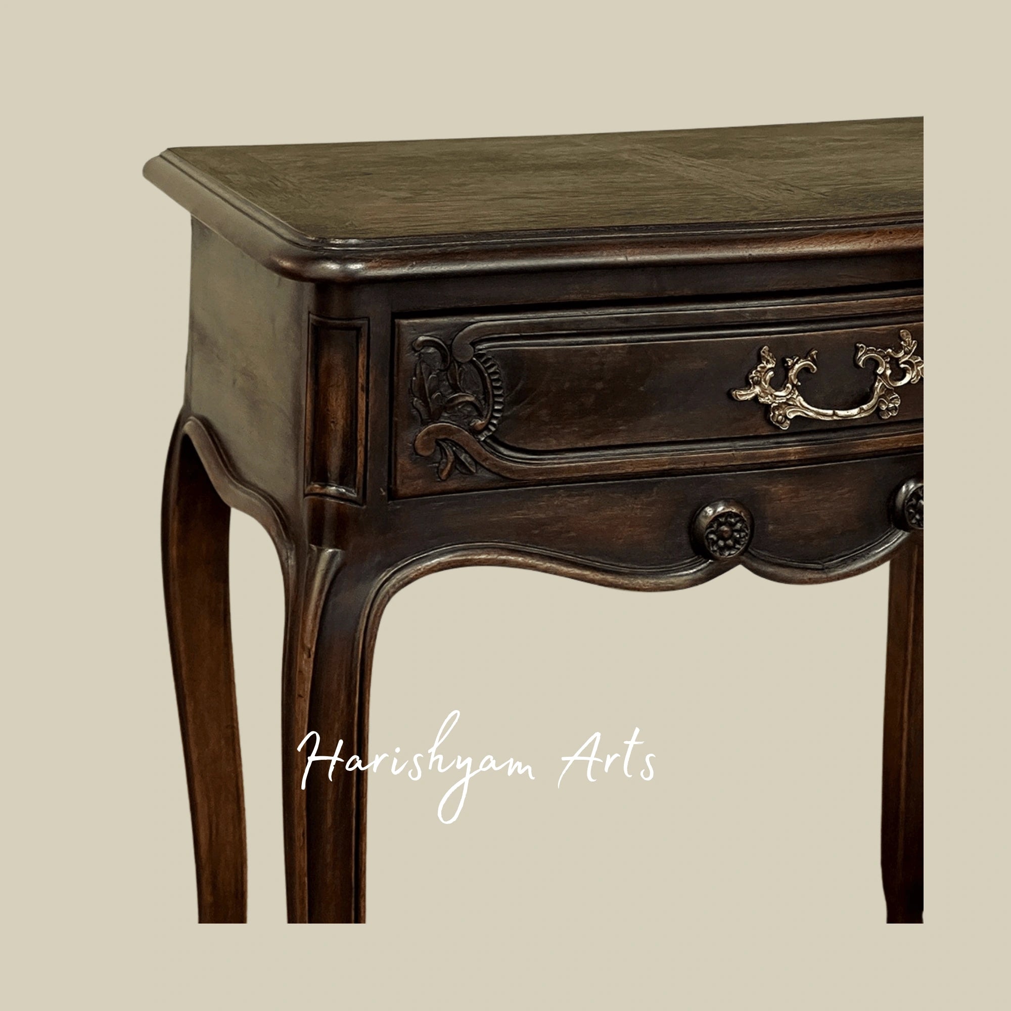 French Wooden Nightstand with Elegant Cabriole Legs
