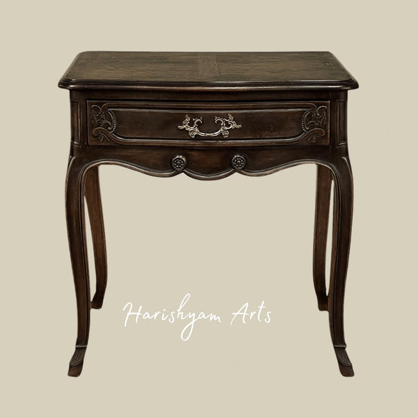 French Wooden Nightstand with Elegant Cabriole Legs