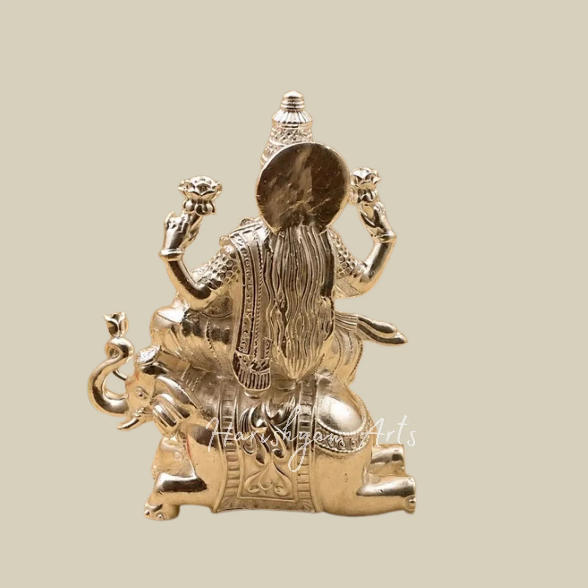 Gaja Lakshmi Goddess of Wealth Divine Gold Idol