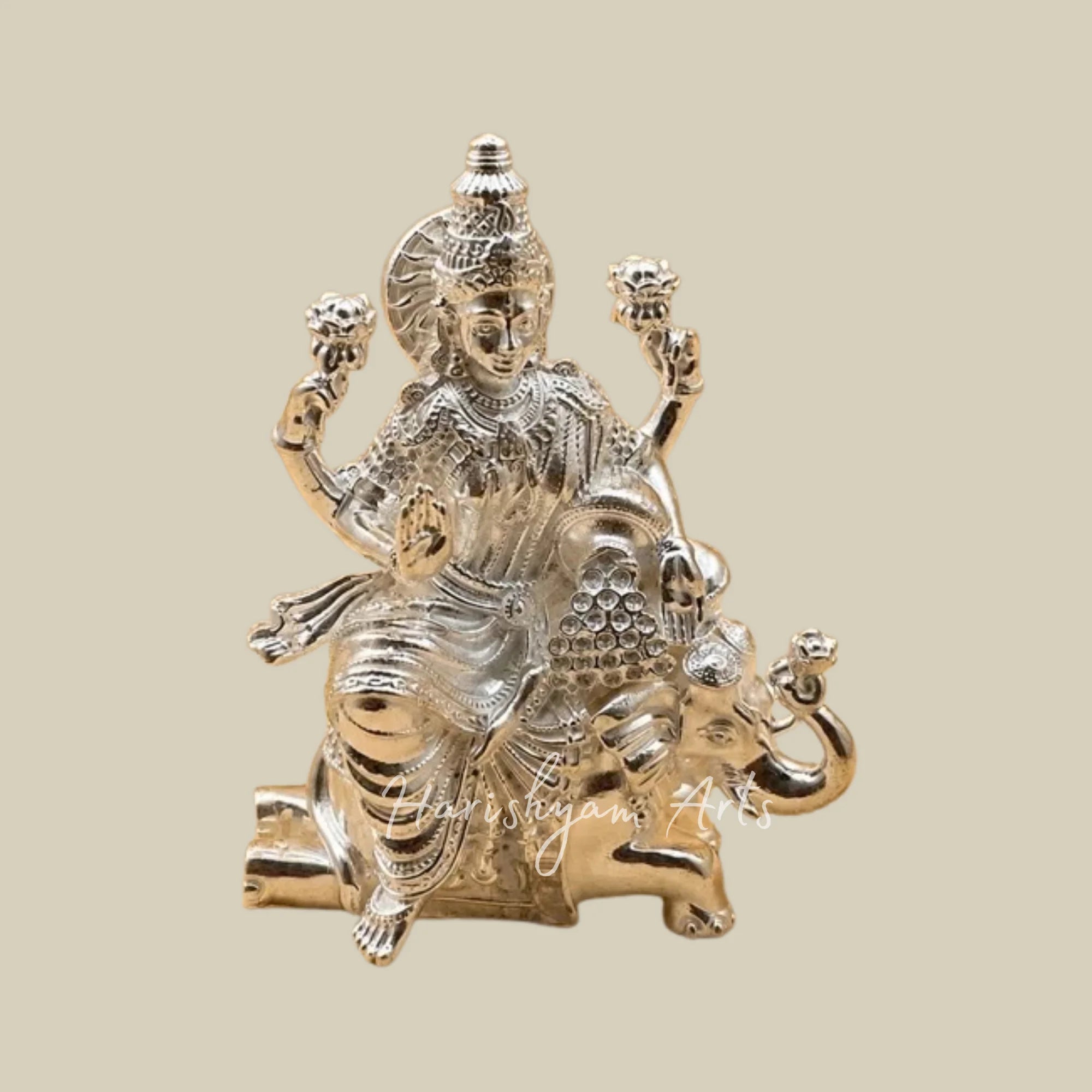 Gaja Lakshmi Goddess of Wealth Divine Gold Idol
