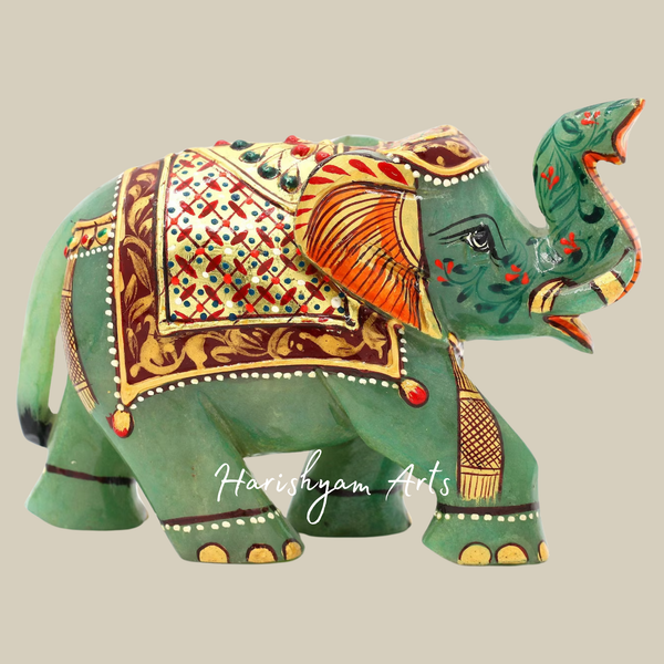 Gemstone Enamel Printed Elephant Showpiece