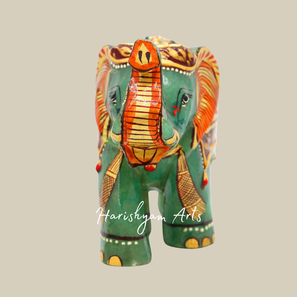 Gemstone Enamel Printed Elephant Showpiece