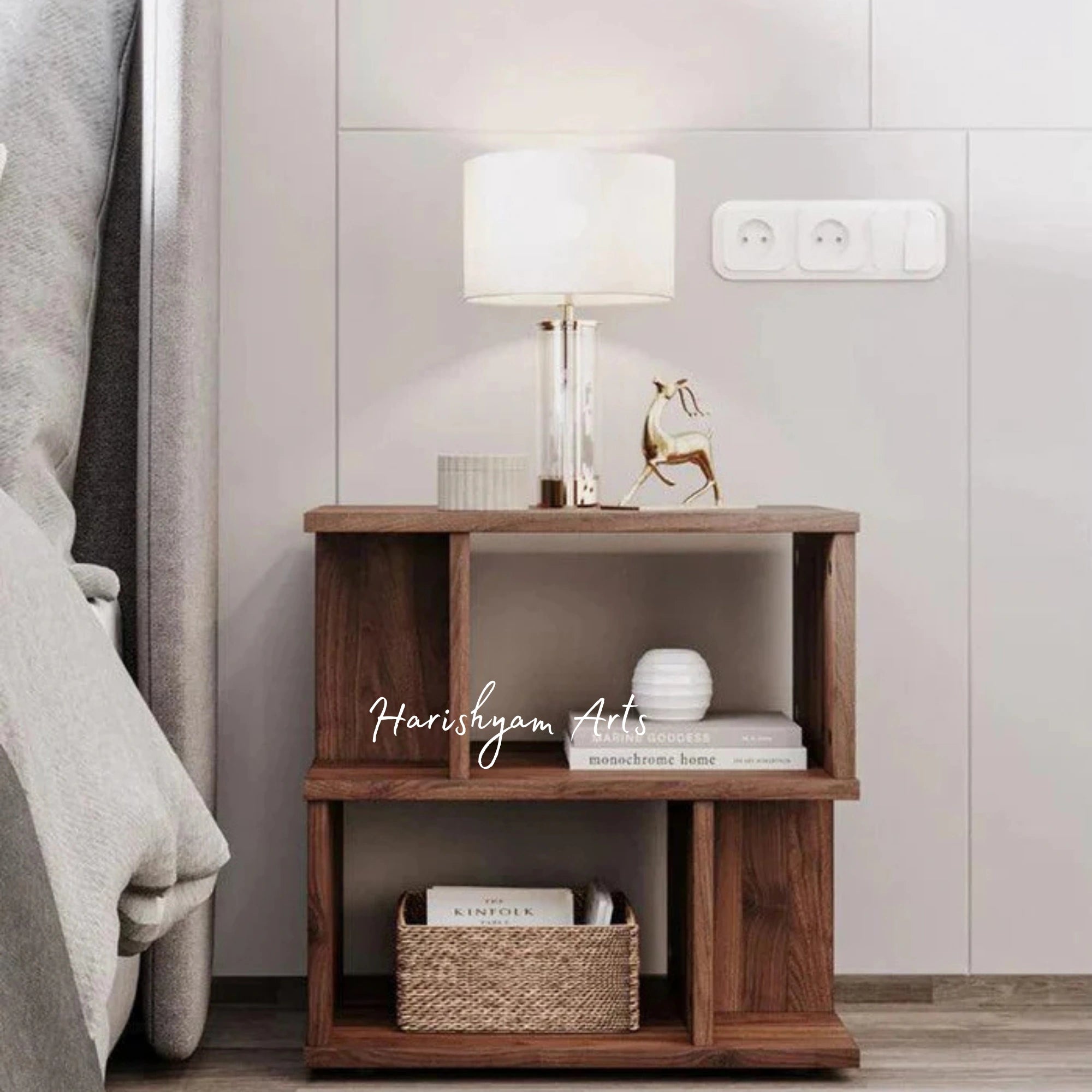 Geometric Pattern Side Table for Bedroom