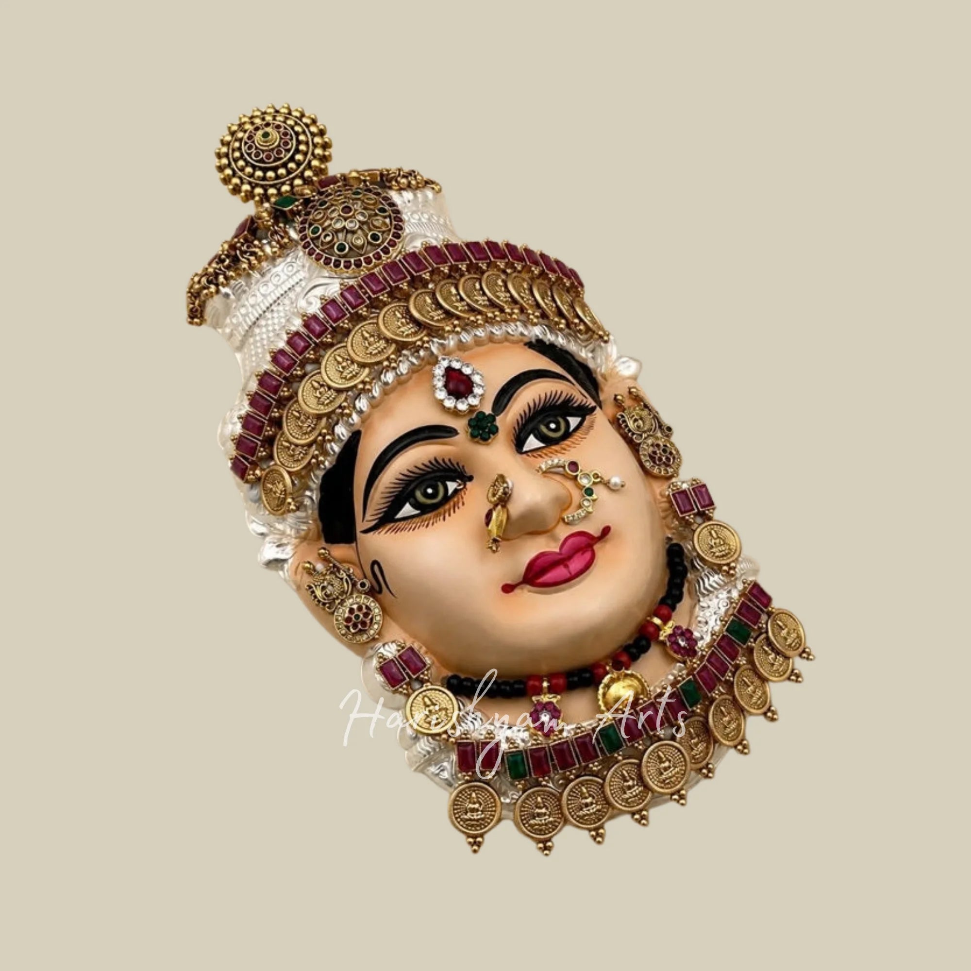 Goddess Lakshmi Auspicious Beauty Face Gold Idol